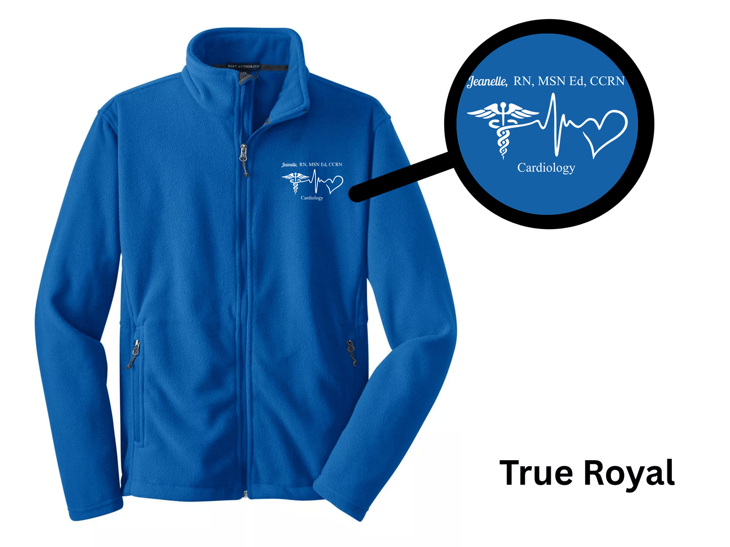 Custom Nurse Full-Zip Fleece Jacket – Embroidered with Name and Credentials