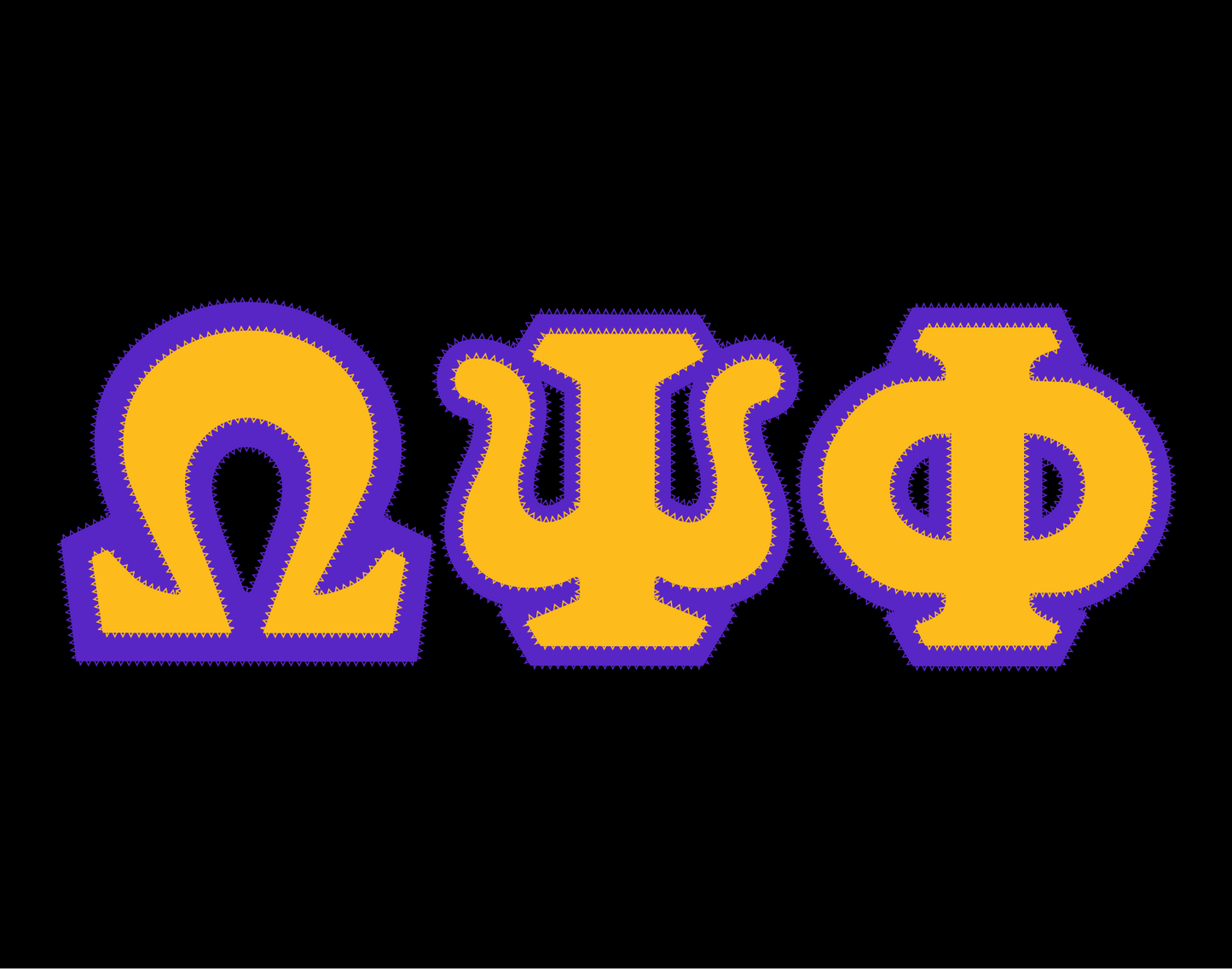 Omega Psi Phi crewneck sweatshirt letters // Omega Psi Phi zig-zag embroidered crewneck letters