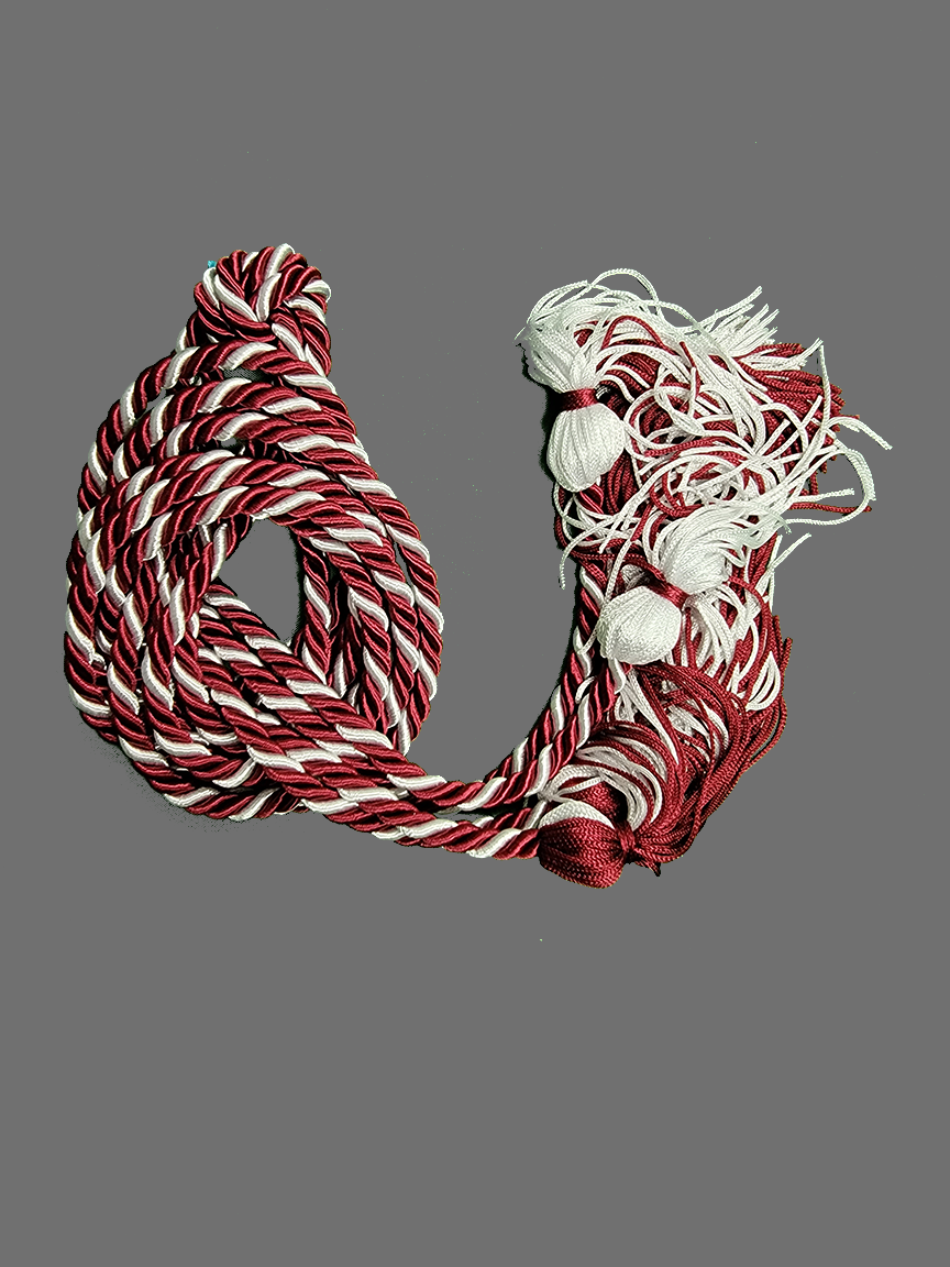 Graduation Cord / Honor Cords Intertwined Maroon and White