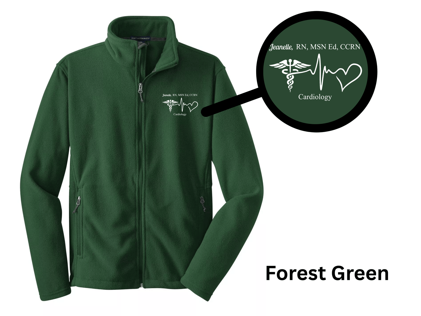Custom Nurse Full-Zip Fleece Jacket – Embroidered with Name and Credentials