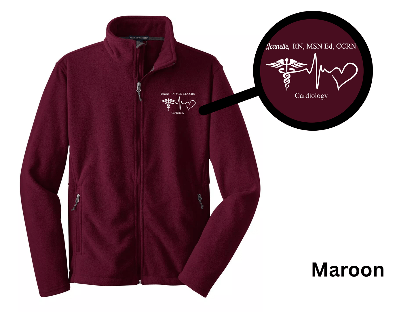 Custom Nurse Full-Zip Fleece Jacket – Embroidered with Name and Credentials