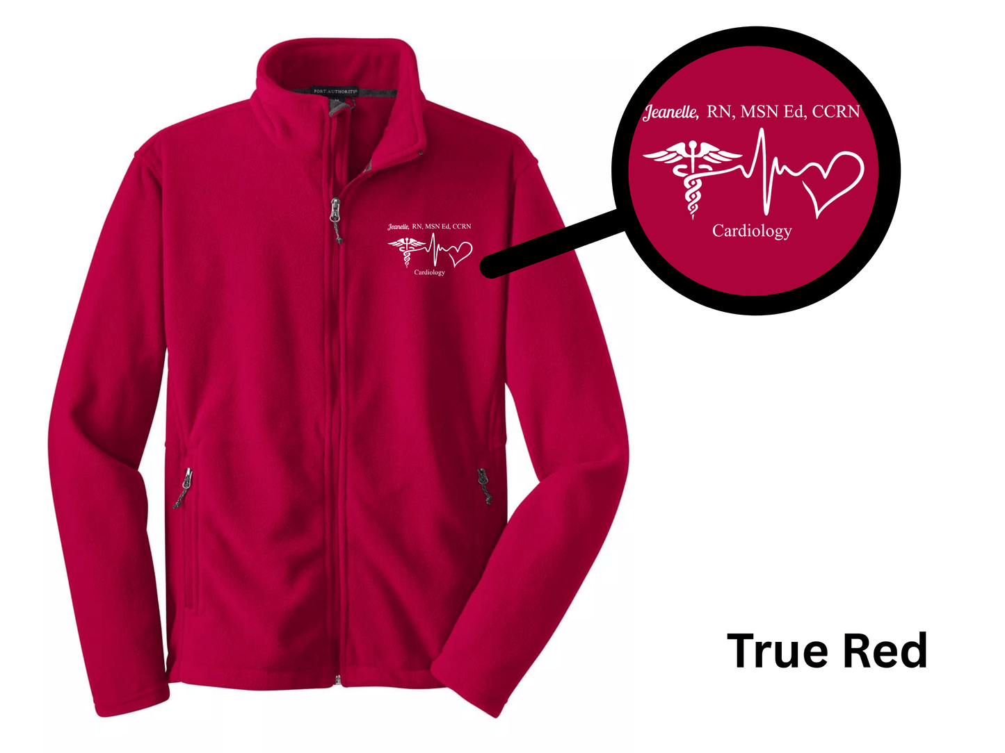 Custom Nurse Full-Zip Fleece Jacket – Embroidered with Name and Credentials