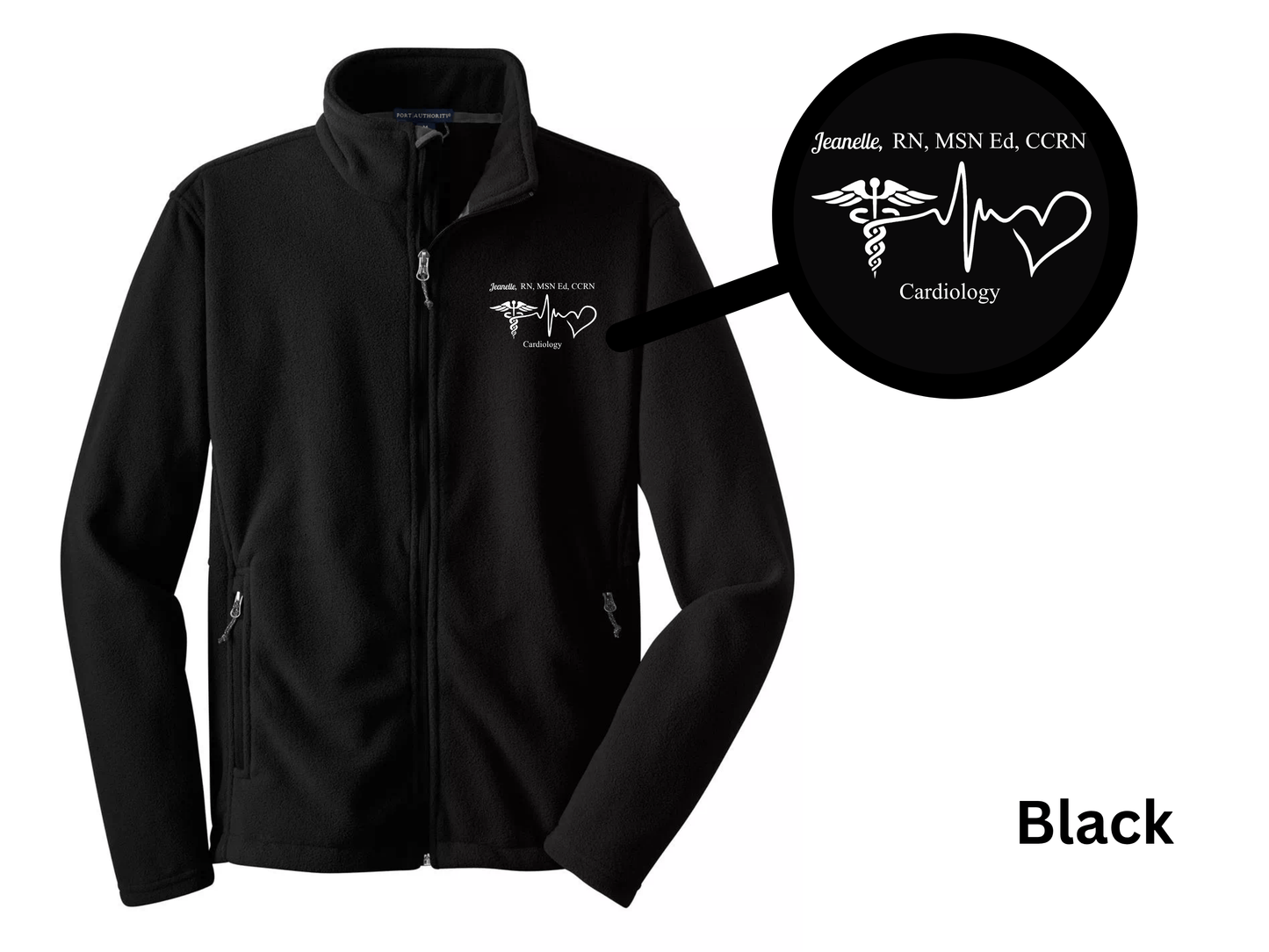 Custom Nurse Full-Zip Fleece Jacket – Embroidered with Name and Credentials