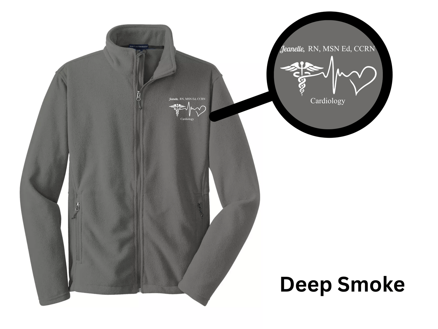 Custom Nurse Full-Zip Fleece Jacket – Embroidered with Name and Credentials