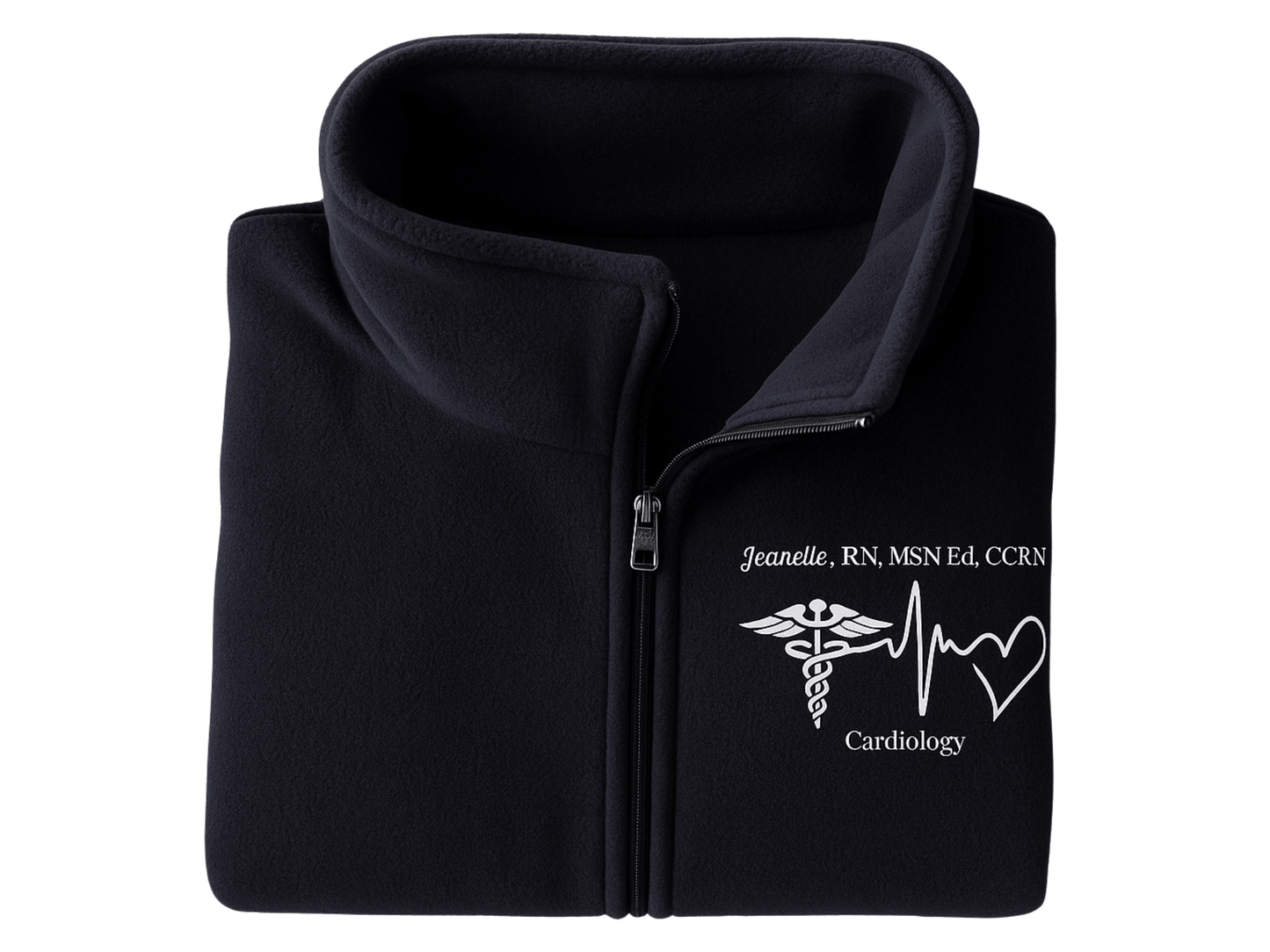 Custom Nurse Full-Zip Fleece Jacket – Embroidered with Name and Credentials