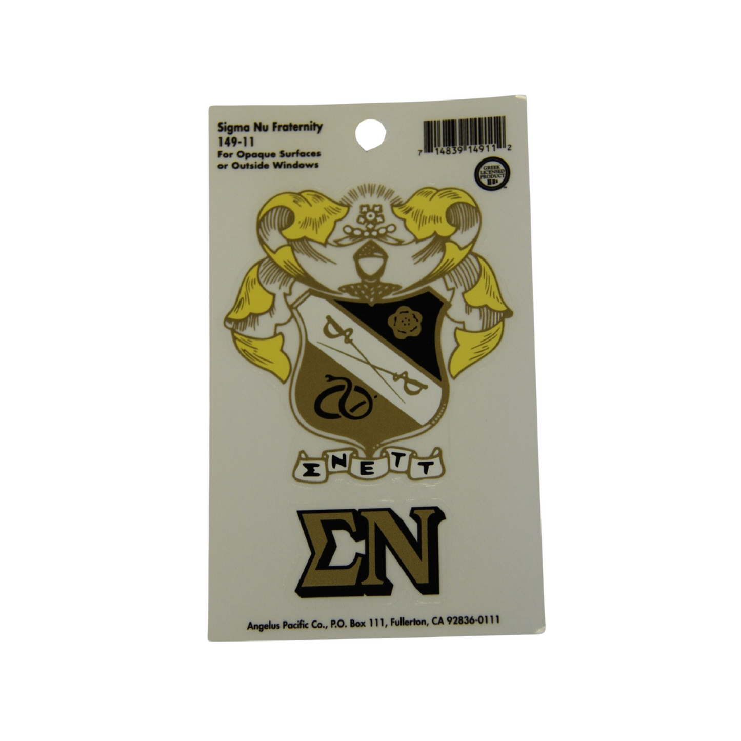 Sigma Nu Decal Sticker