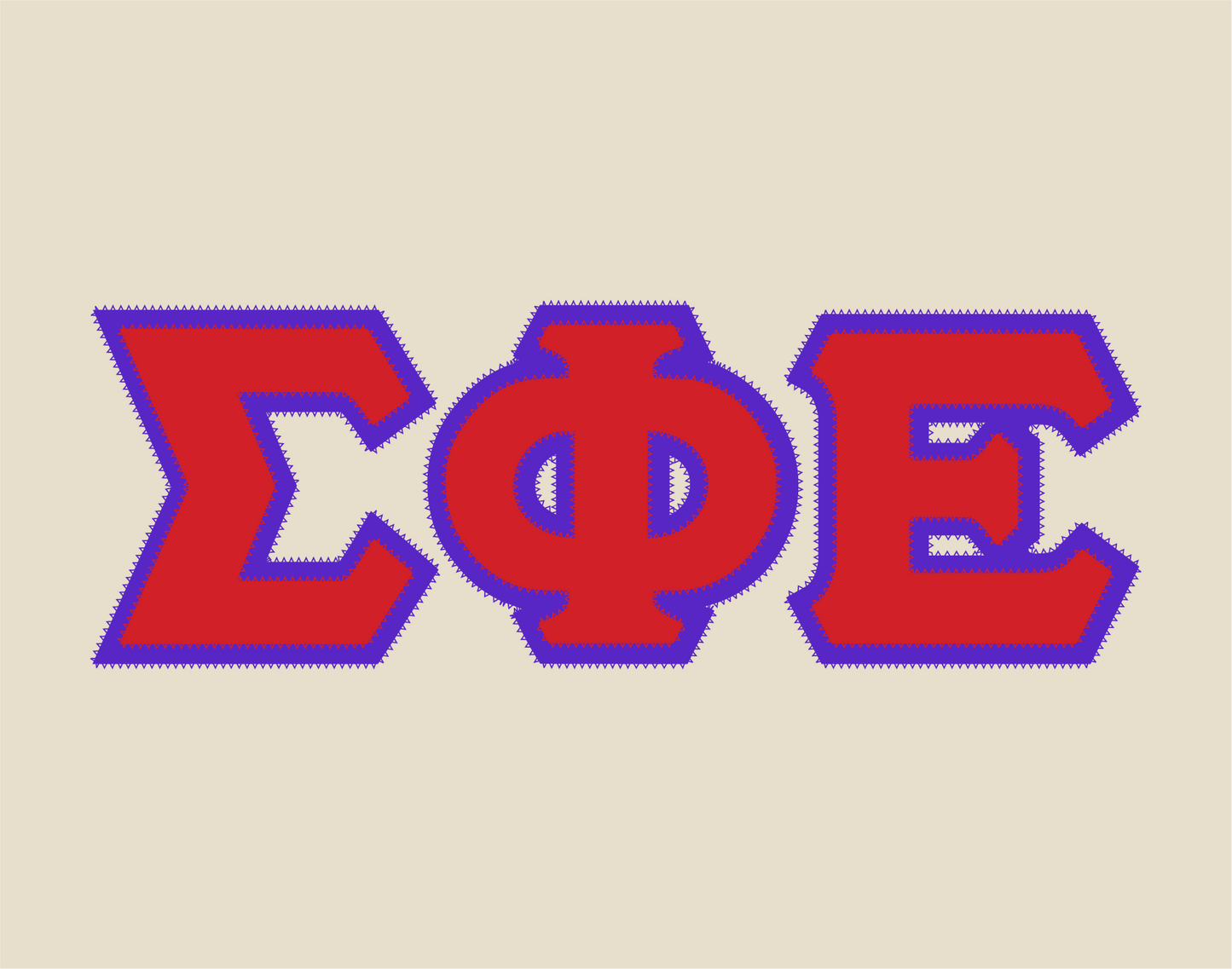 Sigma Phi Epsilon crewneck sweatshirt letters // Sigma Phi Epsilon zig-zag embroidered crewneck letters